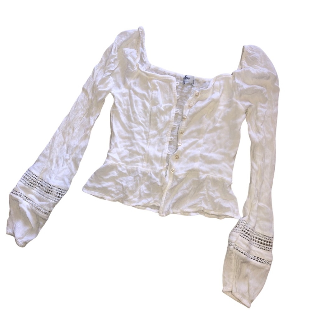Hollister White Blouse Long Sleeves
